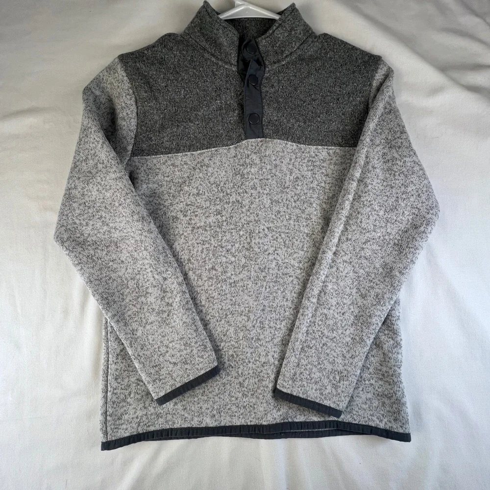 Old Navy Boys‎ Fleece Pullover Sweatshirt Gray Size L 10 12 Snap Neck Stretch